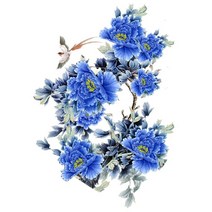 중식화구 중화렌지 3Ratels QC116 꽃 벽 스티커 침실을위한 가정 장식 중국 전통 회화 모란, 01 QC116_04 60cm( 23.62inch)