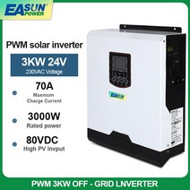 3000w 태양광 인버터 230VAC 3Kva PWM 충전기 인버터 24V 배터리 하이브리드 인버터 PV 입력 80VDC 순수 정현파 인버터|Solar Inverters|, 1개, CHINA, 24Vdc 230Vac PWM