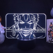 Roronoa zoro 그림 led 야간 조명 어린이 침실 장식 일본 애니메이션 원피스 선물 멋진 침대 옆 테이블 램프, with controller(16b)