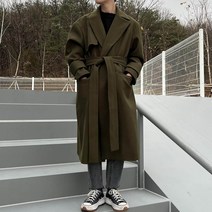 미니멀 남자 울 로브 러플 더블 코트 따뜻한 겨울 남자롱코트 (2Color)