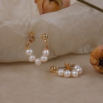 초콜리트쥬얼리 론비 담수진주 클러치 도트 링귀걸이