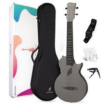 Enya Nova U Pro 우쿨렐레 테너 사이즈・카본 일체 성형 우쿨렐레 킷 부속품：우쿨렐레 케이스 스트랩 카포 플로로 카본 교체 현(블랙 Black)