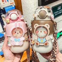 신기한 해외 대용량 물병 특이한 빨대가 컵 남아 여아용 여행 음료 귀여운 텀블러 휴대용 머그잔 방지 프리 달린 누출, 09=1pcRandombrush