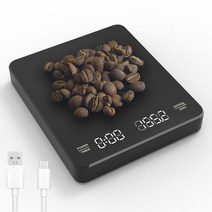 계량기 소형 핸드드립 제빵 베이킹 3kg 에스프레소 커피 스케일 내장 자동 타이머 시간, 검은색
