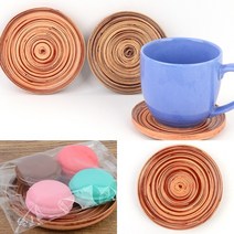 원형 나무 컵받침 1P 레드 우드컵받침 컵코스터