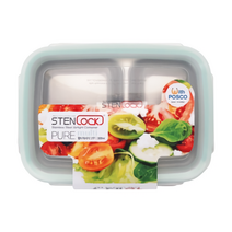 스텐락 퓨어 멀티 직사각찬통 1호 나눔 반찬통 밀폐용기, 스텐락 심플 직사각찬통 1호 [2칸]