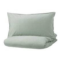 이케아IKEA 버그팜 이불 커버 및 베개 그린 스트라이프 604.231.86 사이즈: 트윈