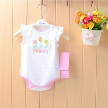 아기바디슈트 1p 민소매 플라워 룸퍼 우주복 점프수트유아옷 아동복 어린이 베이비의류