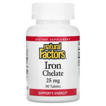 네츄럴 펙터스 Natural Factors 철 킬레이트 25 mg 90정 US직배송, 1PACKAGE, 상세설명 내 표시사항 참고