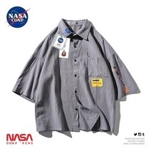 NASA 공식 웹 사이트 연명 반팔 셔츠 남성 티셔츠 여름 2023 홍콩 스타일 캐주얼 악당 잘 생긴 반팔 플러스 사이즈 셔츠 모노타임 헤이즐모드 럭키슈에뜨 맥커스 허그본