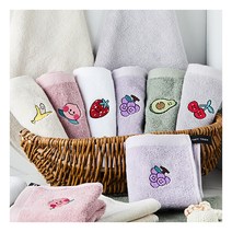 [소프트터치] 모달 고리수건 과일자수 6매, 상세 설명 참조, 색상:모달 고리 수건 6매 퍼플(포도)