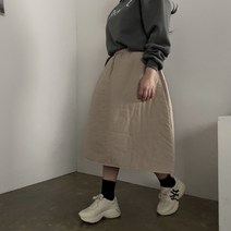 [비비애르] 심플 패딩 밴딩 스커트 2온스 누빔 풍성한 A라인 세련된 겨울스커트 데일리룩