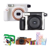 인스탁스 와이드300 폴라로이드+전용가방+필름60장+선물SET, 블랙+필름60장+선물SET, 가죽케이스[브라운]