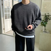 (1+1)제인드 라운드 맨투맨 남자 세미 오버핏 스웨터 긴팔 이너 티셔츠 봄 가을 겨울 옷 코디