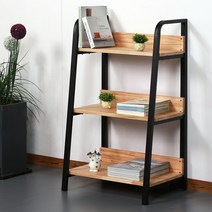 참죽나무 원목 사다리 선반 3단 600 (착한가격), 블랙