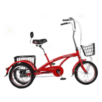 성인세발자전거 3발 삼륜 소형 노인 운동 타기쉬운, 레드 등받이안장