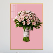아트블루 사랑의 축복 핑크 장미 꽃다발 부케 플라워 그림 북유럽 액자, 3_핑크 장미 부케_핑크배경