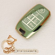 튜모 기아 K3 K5 K7 K8 K9 스포티지 쏘렌토 카니발 EV6 니로 스팅어 모하비 레이 모닝 TPU 골드라인 스마트키케이스 키링, KN-09, 골드오링-올리브그린