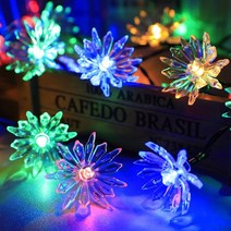 태양광가로등 태양광전등 문주등 태양광센서등 오징어등 태양열 스트링 조명 12m 100led 복숭아 꽃 방수 야외 장식 화환 fariy 조명 크리스마스 웨딩 파티 정원, 국화 RGB