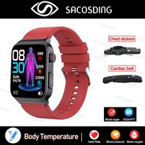 스마트워치 새로운 스마트 워치 남자 심전도 모니터 체온 스마트워치 I68 방수 피트니스 트래커, Silicagel Red set_CHINA | Orig