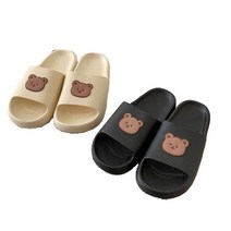 레스트마켓 곰돌이 반영구 홈슬리퍼 층간소음 거실실내화 사무실슬리퍼 220~250, 블랙(235~240mm)