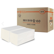 100% 천연펄프 공장출고 최근제조 에이스 핸드타올 5000매 일반 무형광 페이퍼타올, 100매, 50개