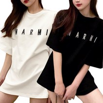 코코라벨라 여성 빅사이즈 오버핏 반팔 티셔츠 블랙+화이트 2종세트