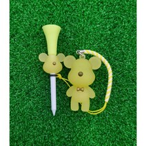 [캐디천사]LED골프티걸이+플라스틱롱티 기프트세트 / 골프악세사리 라운딩용품, LED포포곰(옐로우)+플라스틱롱티