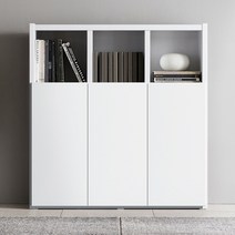 아씨방가구 심플 36T 1200 3단 도어형 책장, 메이플화이트