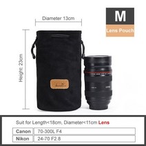 럭셔리 벨벳 양털 DSLR 카메라 가방 렌즈 파우치 삼성 NX NX1 NX5 NX20 NX30 NX100 NX200 NX210 NX3300 NX300M NX500, 렌즈 파우치 블랙 M