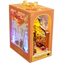 Spilay Booknook 미니어처 인형 집 키트 북 스탠드 책장 장식품 인형 집 DIY 공예 수제 목제 선물 인형 집 초보자 - 생일 휴일 크리스마스 선물 (TC38 + 성탄의 BOOK) 14 세 이상 대상