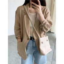 여성 린넨 자켓 봄 커뮤터 싱글 버튼 캐주얼 루즈핏 코튼 작은