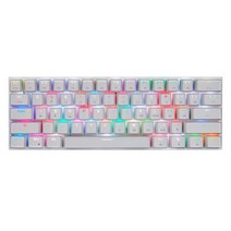 가상키보드 MOTOSPEED-CK62 키보드 무선 블루투스/USB 듀얼 모드 기계식 61 키 RGB LED 백라이트 게임용, 한개옵션2, 01 White, 01 블루 스위치