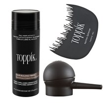 TOPPIK 토픽 흑채 27.5g 에어펌프 어플리케이터 옵티마이저 포함 천연케라틴 증모제 2개월분 중간갈색 밝은갈색, 토픽 27.5g 중간갈색 세트