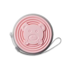 접이식 컵 텔레스코픽 실리콘 물병 야외 여행 커피 머그잔 휴대용, 180ml, 분홍색