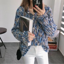 아이엠몽 여성용 간절기 물결 패턴 케이블 니트 가디건 피르나