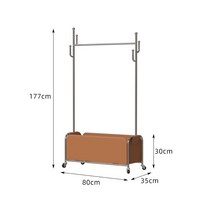미드센추리 이동식 수납 행거 스탠드 옷걸이 옷바구니 수납가능 인테리어, 80 - 브라운 가죽 포켓(스테인리스 폴)