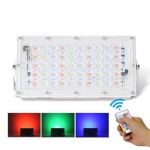 led투광등 투광기 LED 투광 조명 50W RGB 다채로운 원격 제어 COB 칩 거리 AC220V 240V 방수 IP65 야외, 01 RGB_01 50W