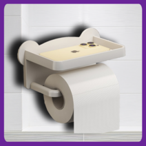 미끌롱 무타공 접착식 화장실 선반형 핸드폰 거치 휴지 걸이, 1개, 화이트