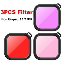[호환]GoPro-Hero 11 10 9 블랙 방수 케이스 다이빙 수중 하우징 보호 커버 Go Pro 9 10 GoPro9 케이스, 03 Only 3pcs Filter