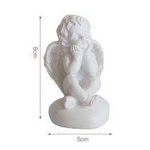 [XiangBaiLing해외직구상품]미니어처 기도하는 천사상 로코코 석고상 돌조각상 수호천사, 화이트 하트 미니볼 천사