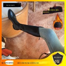 DFMEI 백 지퍼 두꺼운 솔 가죽 부츠 여성용 하이힐 포인티드 토 부츠 하이 부츠 부츠