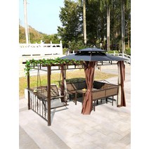 야외바베큐장 테라스 야외 전망대 포도 격자 안뜰 방부제 나무 스윙 정원 목조 주택 빌라 발코니 알루미늄 합금 천막, [23] 여덟 기둥 푸팅 파빌리온 34미터 3개의 좌판