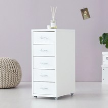 마켓B 바퀴달린 이동식 틈새 3단 4단 5단 6단 수납장 서랍장, 5단 화이트