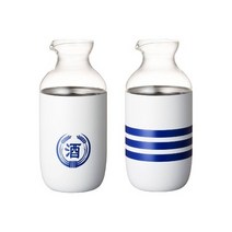 집에서 사케 냉온겸용 도쿠리 술병 사케병 전자렌지가능, 줄무늬, 1개