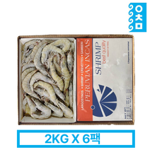 흰다리새우 12kg(2kgx6팩) 에콰도르 페루 전사이즈 냉동새우 도매 식당용 업소용, 에콰도르새우 송가 40/50 12kg