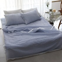 모던 스트라이프 시어서커 이불 2종 SS Q 침대스프레드 시어서커 패드 시어서커 토퍼 여름이불세트 여름용이불 여름용 침대패드 여름용토퍼 킹사이즈패드 블루 그레이, 이불 세트 SS