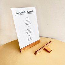 고급형 우드 아크릴 메뉴판 제작 테이블메뉴판 쇼케이스 아크릴 스탠드 POP꽂이, 흑단가로A5