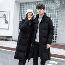 런메시 Runmecy 커플 후드 패딩 도톰 무릎 위 롱 패딩 코트