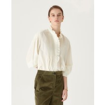 22FW [HAUTE COUNTRY] 아이보리 러플배색 면혼방 긴팔블라우스 DLBL2D911IV